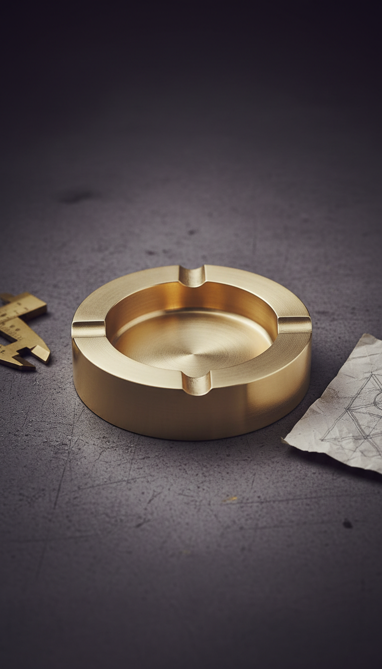 Machined Brass Ashtray, Industrial Cutouts